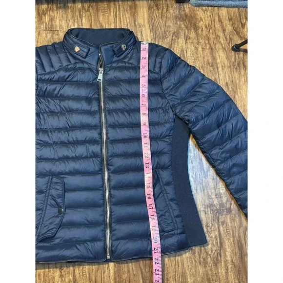 Zara Lightweight Packable Puffer Down Jacket Quilted Navy Blue Size S Duck - Picture 4 of 10